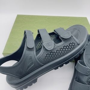 NEW Gucci Men's Black Rubber Sport Sandals Size 7 (US 8)